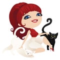 Cute landlady cats in cartoon style