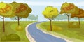 Cute landscape forest river, trees on the shore, vector, illustration, isolated Royalty Free Stock Photo