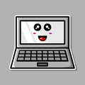 Cute laptop cartoon illustration. Technology concept Royalty Free Stock Photo