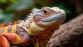 A cute, large lizard with multi colored scales looking at camera Royalty Free Stock Photo
