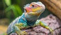 A cute, large lizard with multi colored scales looking at camera Royalty Free Stock Photo