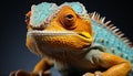 A cute, large lizard with multi colored scales looking at camera generated by AI