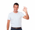 Cute latin male with ok gesture