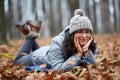 Cute latino girl in the forest Royalty Free Stock Photo