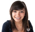 Cute Latino Girl Smiling with Braces Royalty Free Stock Photo