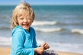 Cute laughing boy at beach Royalty Free Stock Photo