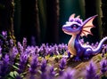 Cute lavender baby dragon created with Generative AI