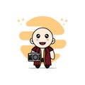 Cute lawyer character holding a camera