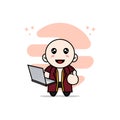 Cute lawyer character holding laptop