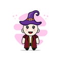 Cute lawyer character wearing witch hat