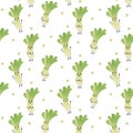 cute leek vagetable clipart face expression Seamless pattern Royalty Free Stock Photo