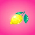 Cute lemon in cartoon style. Symbol of summer vocations