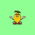 Cute Lemon character Meditation. Fruit character icon concept isolated. Emoji Sticker. flat cartoon style Vector Royalty Free Stock Photo