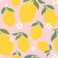 Cute lemon pattern on pink backgraund.