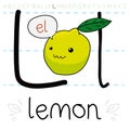 Cute Lemon ready for Alphabet Learning, Vector Illustration