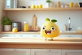 Cute lemon sweet smile at kitchen, 3D render style. AI Generated