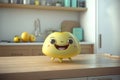 Cute lemon sweet smile at kitchen, 3D render style. AI Generated