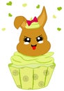 Cute lemons cupcake with bunny in kawaii style.