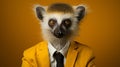 Extreme Minimalist Photography Of A Cute Lemur In Wes Anderson Style