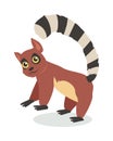 Cute Lemur Cartoon Icon in Flat Design
