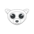 Cute lemur face with big eyes, baby animals head of simple geometric shape