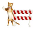 Cute Leopard cartoon character with baracade Royalty Free Stock Photo