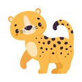 Cute Leopard or Jaguar Cub Walking Vector Illustration Royalty Free Stock Photo