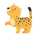 Cute Leopard or Jaguar Cub Walking Vector Illustration Royalty Free Stock Photo
