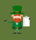 Cute Leprechaun Cartoon - Showing a Checklist Royalty Free Stock Photo