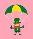 Cute Leprechaun Cartoon - Successful Landing with Parachute