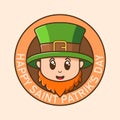 Cute leprechaun icon. Saint Patricks Day sign. Vector illustration