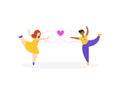 Cute lesbian couple in love. Romantic LGBTQ partners on white isolated background. Happy homosexual couple. Illustration for