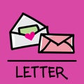 Cute letter hand-drawn style, vector illustration. Royalty Free Stock Photo