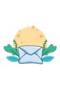 Cute letter with leave icon design cartoon illustration