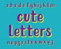 Cute letters typeface. Cartoon font. Isolated english alphabet