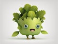 Cute Lettuce Cartoon Character on White background