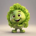 Cute Lettuce Happy Cartoon Character