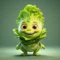 Cute Lettuce Happy Cartoon Character