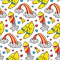 Cute LGBT seamless pattern. Hand drawn design for pride month