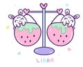 Cute Libra cartoon horoscope love illustration doodle style, zodiac character sign vector, astrological symbol Kawaii character Royalty Free Stock Photo