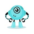 Cute light blue friendly robot, artificial intelligence cartoon vector Illustration Royalty Free Stock Photo