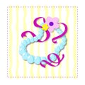 Cute light blue necklace with pink flowers and yellow background