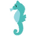 Cute light blue seahorse cartoon vector illustration motif set. Hand drawn isolated ocean animals elements clipart for nautical Royalty Free Stock Photo