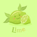 Cute Lime Fruit Cartoon Vector