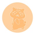 Cute line cartoon hamster standing at full height, vector illustration in flat design. Colored solated icon in circle