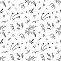 Cute line doodle firework seamless pattern. Vector illustration. Holiday event design. Christmas salute