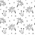 Cute line doodle firework seamless pattern. Vector illustration. Holiday event design. Christmas salute