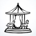 Spinning carousel. Entertainment vector drawing