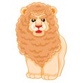 Cute lion with a big mane, cartoon illustration, isolated object on a white background, vector illustration Royalty Free Stock Photo