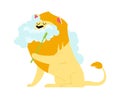 Cute lion brush teeth flat icon Wildlife Funny animals